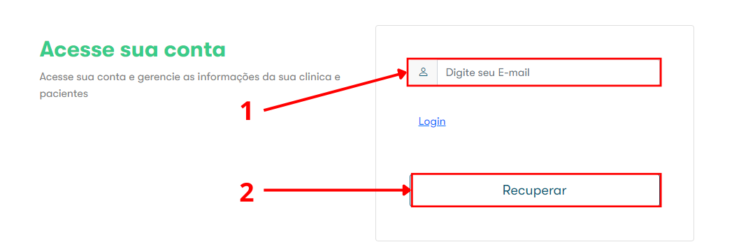 Formulário de envio de email para redefinir senha.