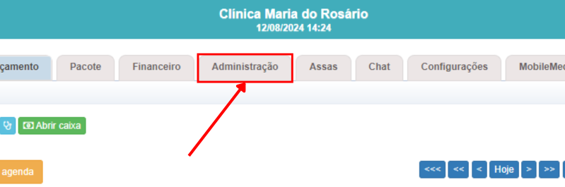 Aba 'Administração'.