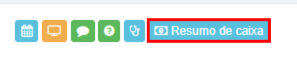 Botões coloridos. Botão 'Resumo de caixa' contornado em vermelho.
